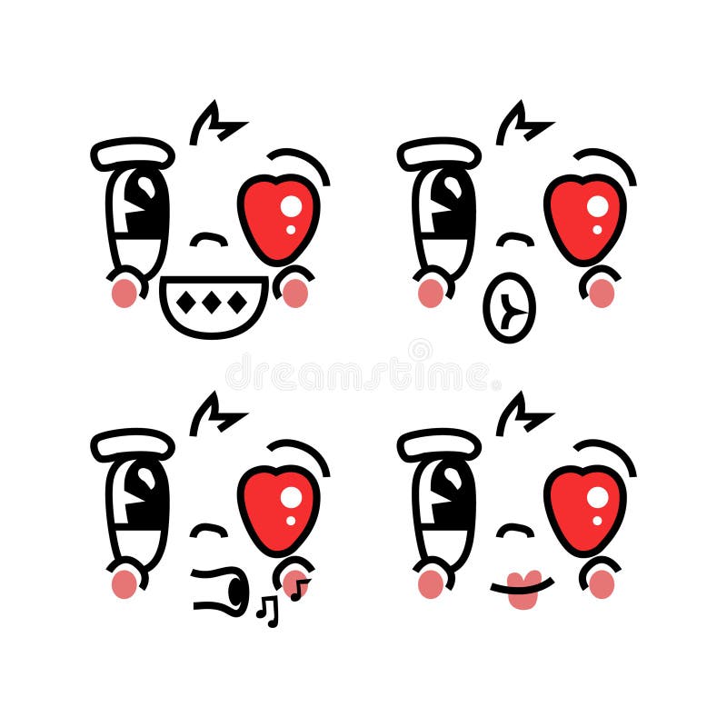 Hand drawn retro cartoon and comic expression character collection isolated vector illustration