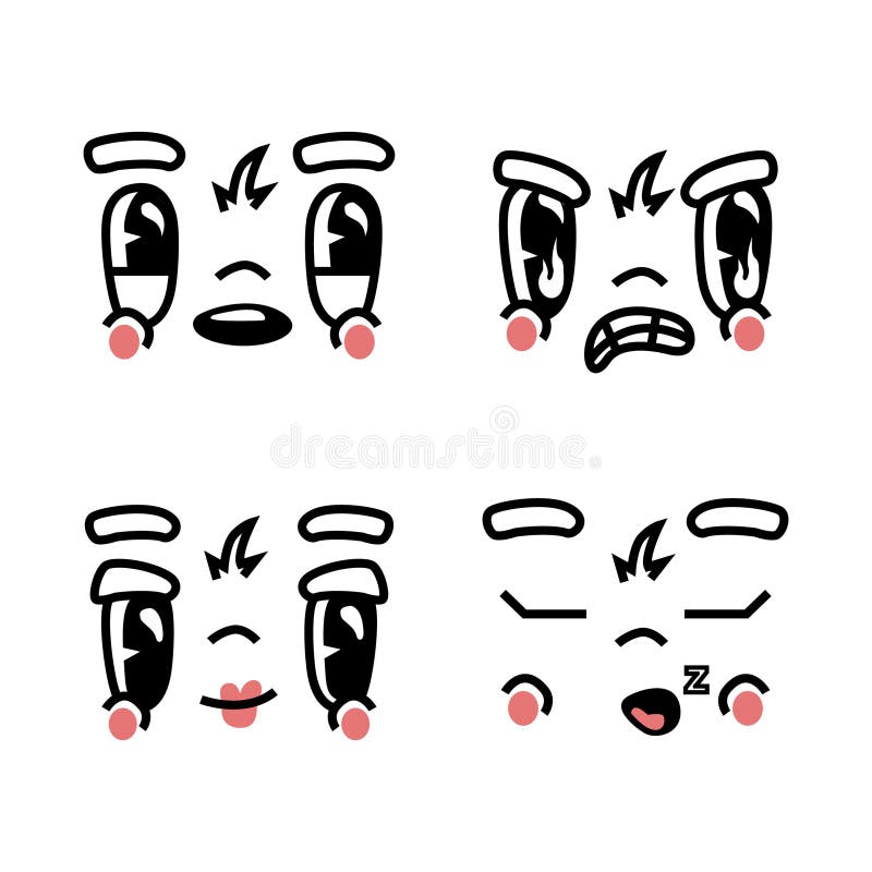 Hand drawn retro cartoon and comic face character collection vector stock illustration