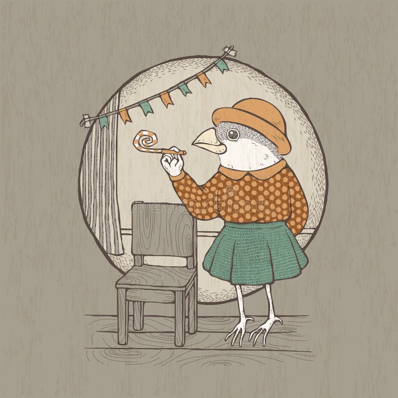 Hand drawn retro style lady bird. Vector illustration of hand drawn retro style lady bird stock illustration