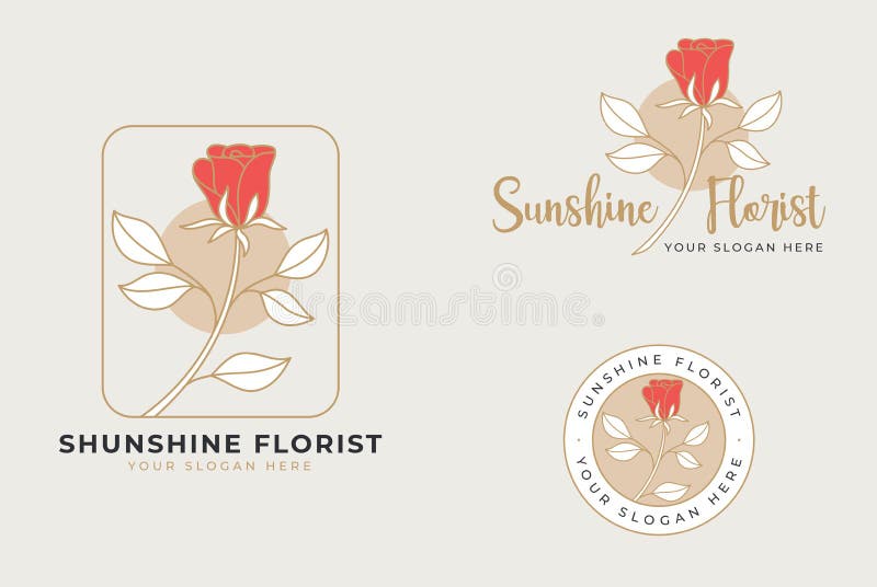 Hand Drawn Rose Flower Logo Design Stock Vector Illustration of