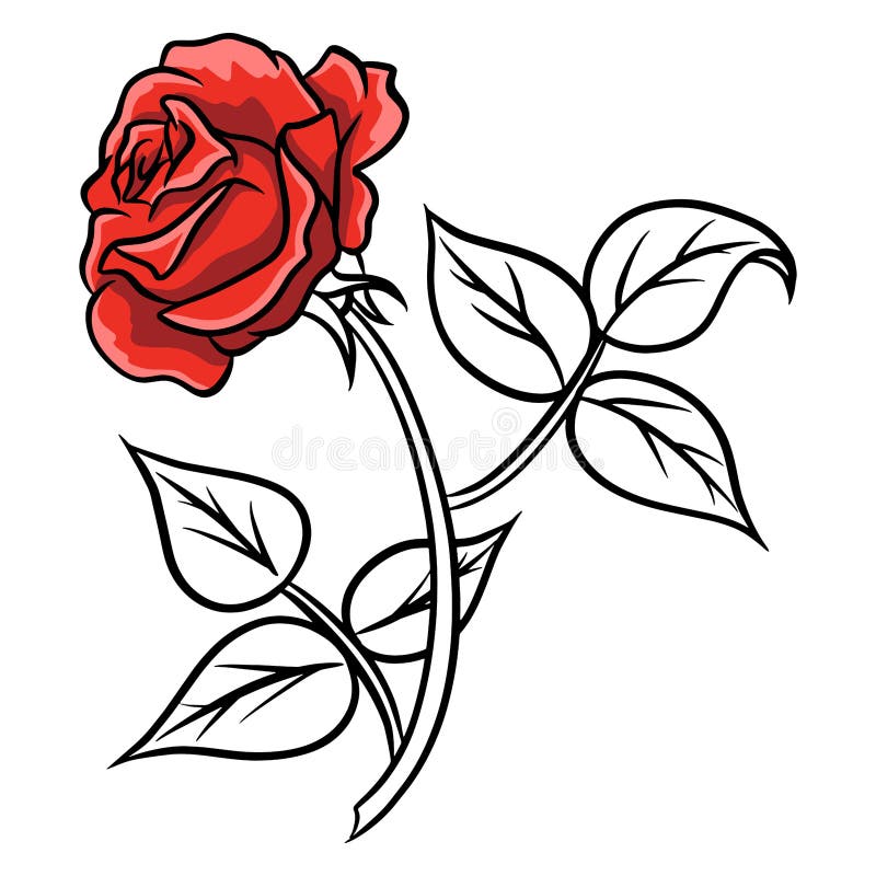 Hand-drawn Roses. Beautiful Flower. Cartoon Style. Vector Illustration  Stock Vector - Illustration of garden, wedding: 216135599