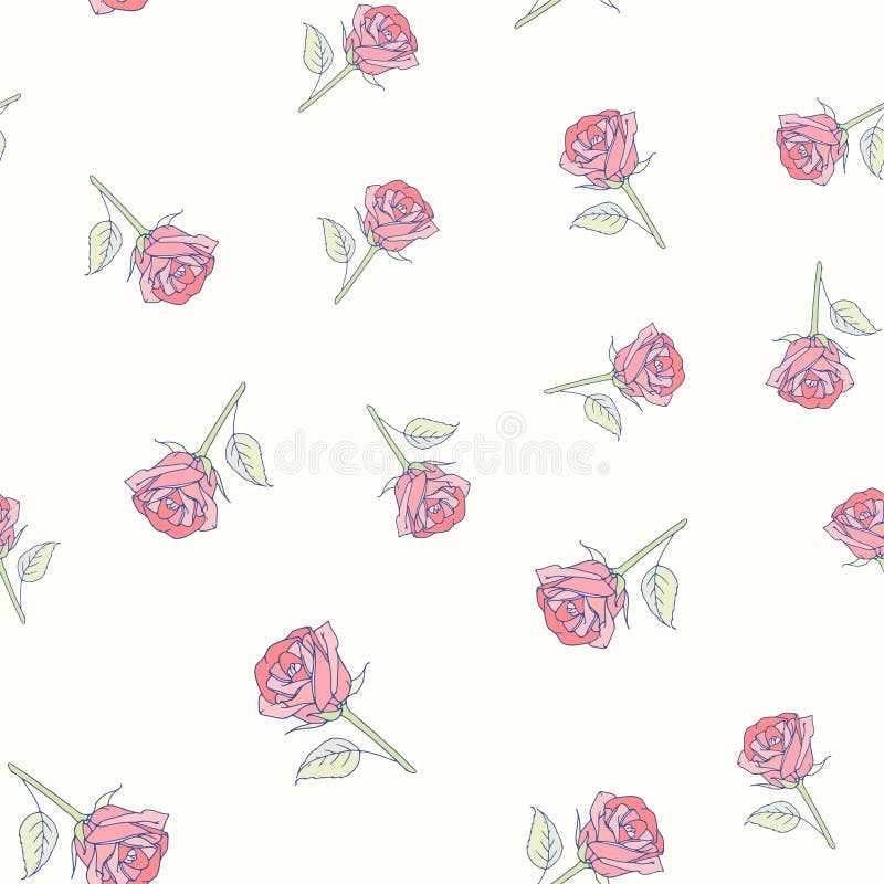 Hand Drawn Roses Seamless Pattern Stock Vector Illustration of beauty