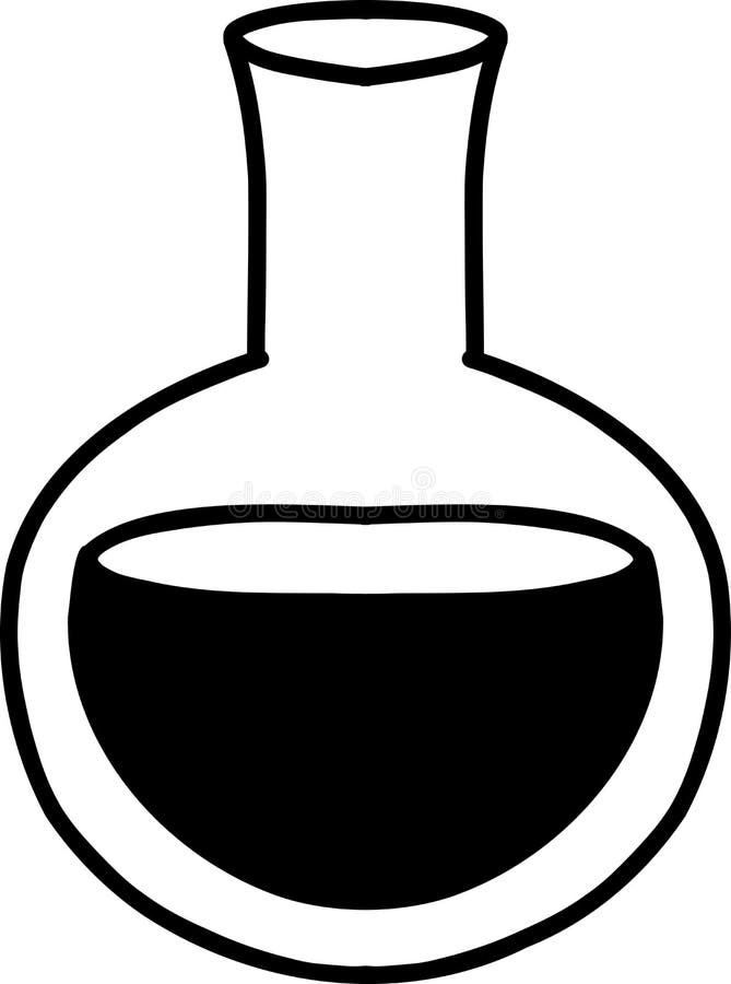 Hand Drawn Round Chemical Bottle Illustration Stock Vector