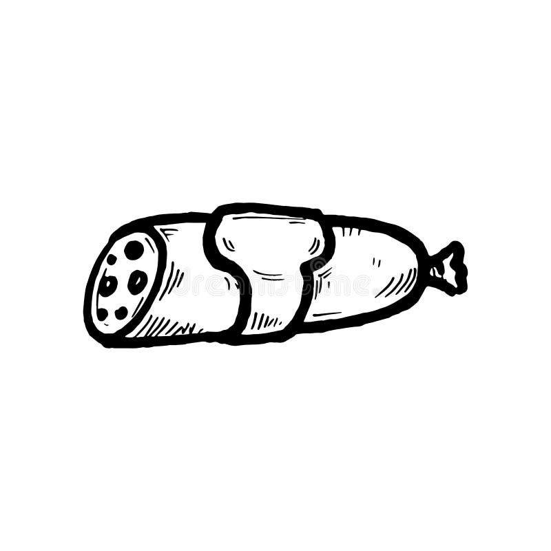 Hand Drawn Sausage Doodle. Sketch Style Icon. Decoration Element Stock