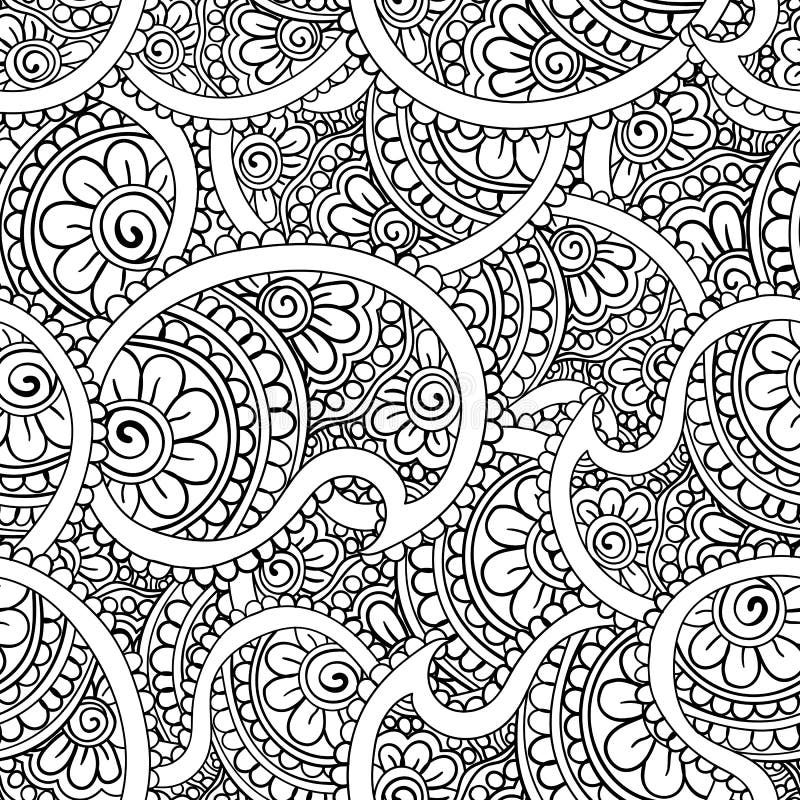 Hand Drawn Seamless Paisley Pattern. Doodle Style Stock Vector ...