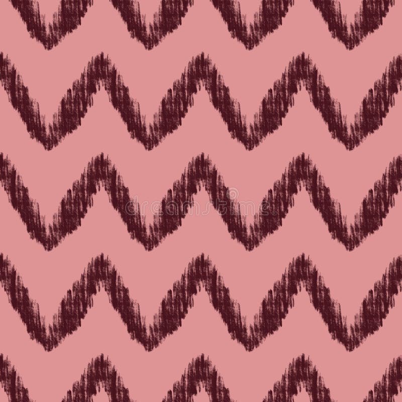 Hand drawn seamless pattern with burgundy maroon chevron print on pink background. Classic traditional vintage zigzag waves graphic stripes, abstract geometric repeat. High quality photo. Hand drawn seamless pattern with burgundy maroon chevron print on pink background. Classic traditional vintage zigzag waves graphic stripes, abstract geometric repeat. High quality photo