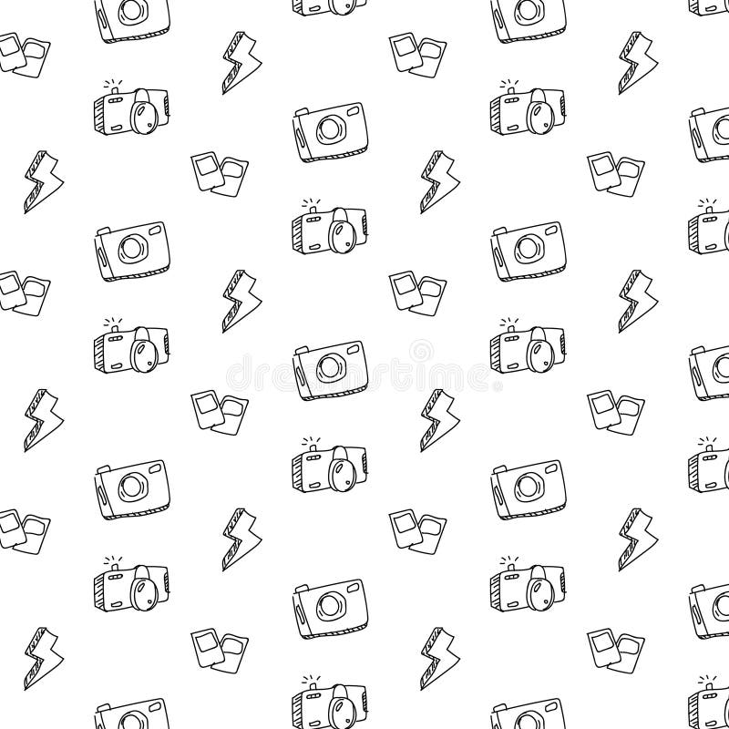 Hand drawn seamless pattern design take a picture stock illustration