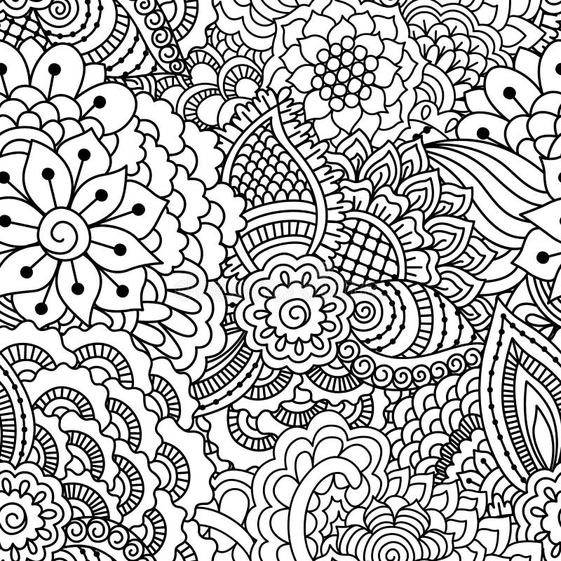 Hand Drawn Seamless Pattern with Floral Elements. Stock Vector ...