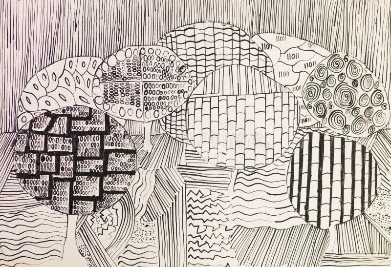 Hand drawn seamless pattern stock illustration