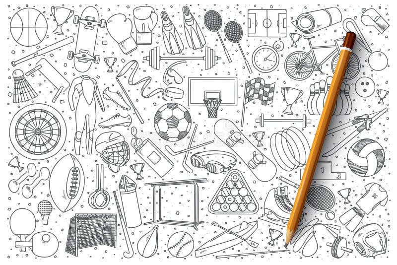 Sport doodle vector set stock illustration Sport doodle vector set stock illustration