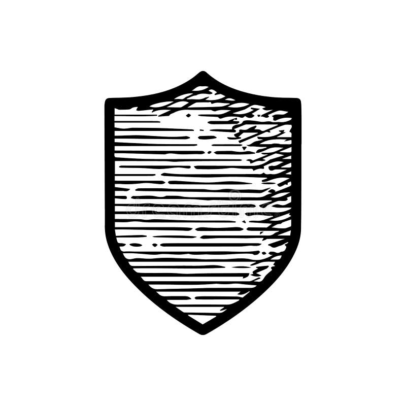 Hand Drawn Shield Medieval Icon Vector Illustration Isolated on White