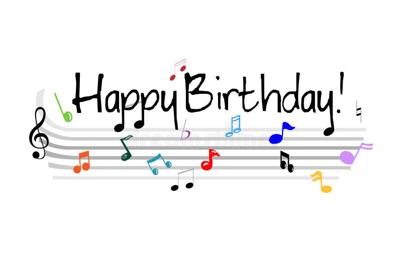 Hand Drawn Sign Happy Birthday in Music Stave Style Isolated on White ...