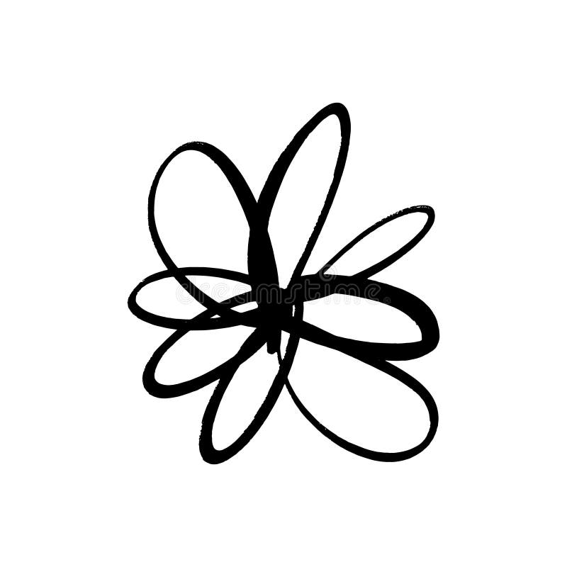 Hand drawn simple brush ink flower. Modern design grunge style element. Black vector symbol vector illustration Hand drawn simple brush ink flower. Modern design grunge style element. Black vector symbol vector illustration