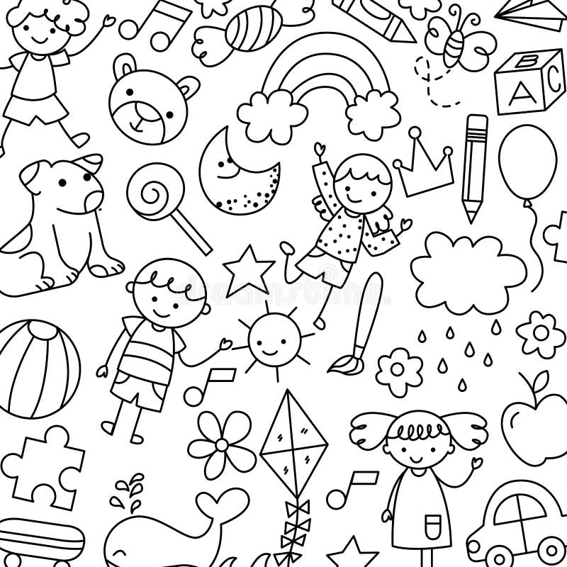 Hand drawn sketch children stock vector. Illustration of cute - 242261564