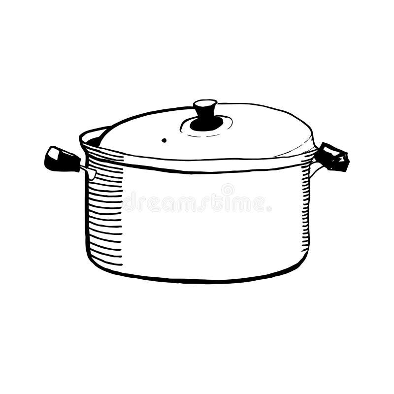 Freehand Drawn Black And White Cartoon Cooking Pot Royalty Free SVG,  Cliparts, Vectors, and Stock Illustration. Image 53192952.