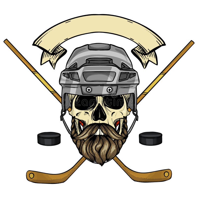 Ice Hockey Sport Skull T-shirt Design Vector Download