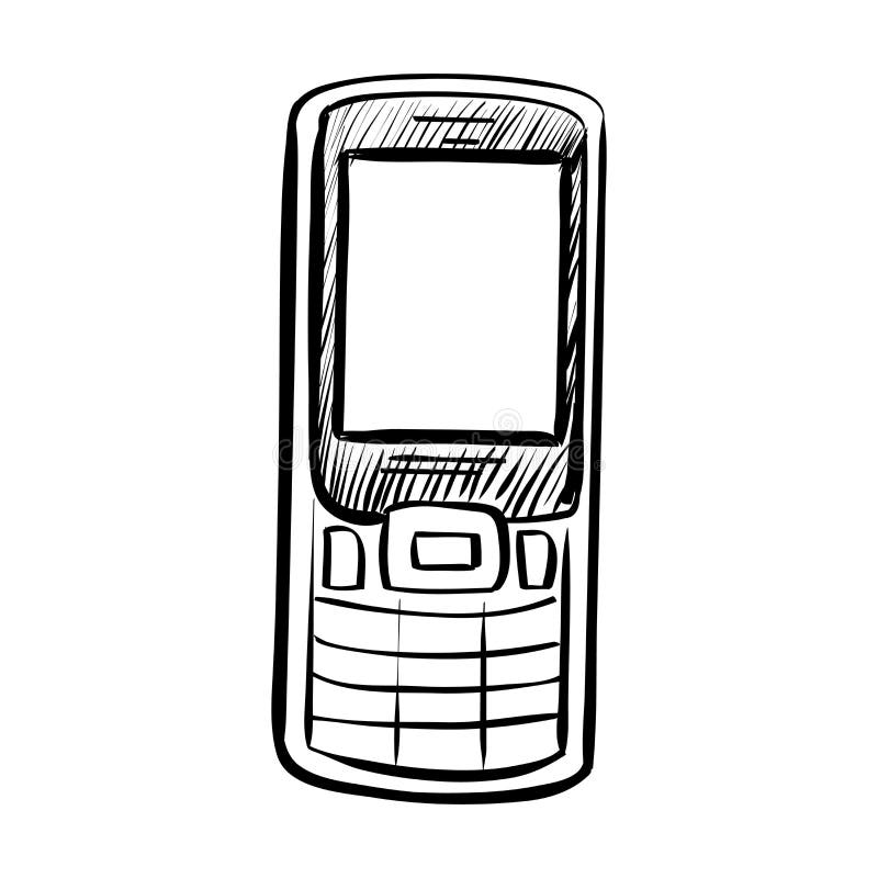 Hand Drawn Sketch of Doodle Phone Stock Vector Illustration of gadget, cellphone 64814410