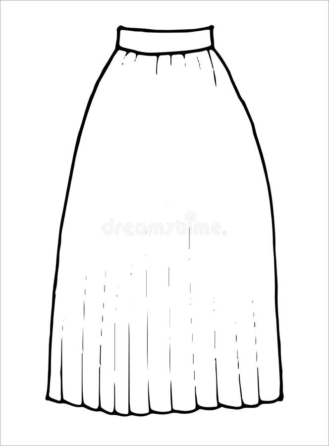 Hand Drawn Sketch Long Skirt. Simple Vector Isolated Outline Stock ...