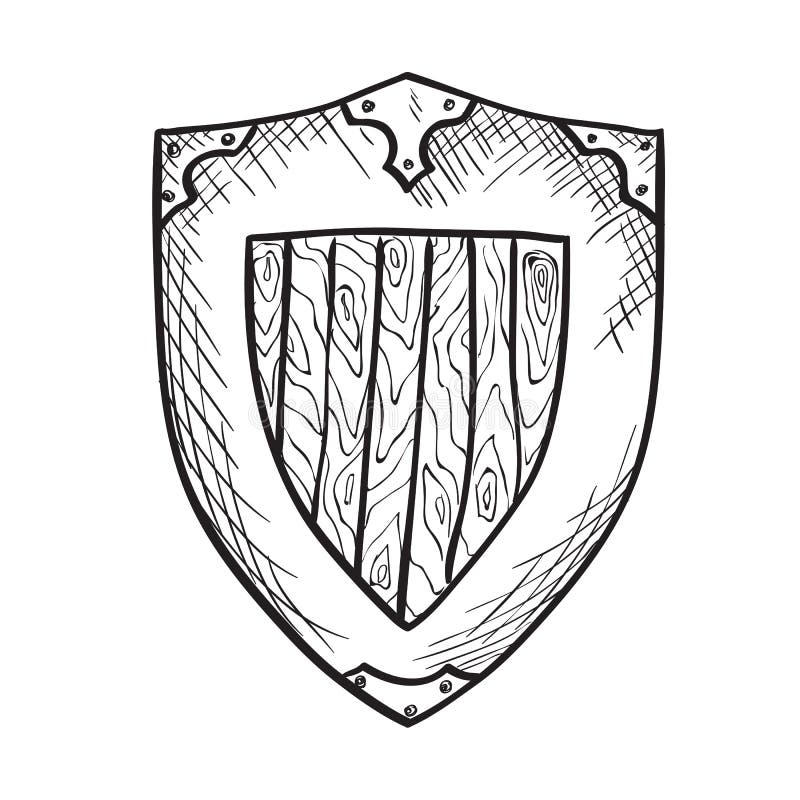 Hand Drawn Sketch Medieval Shield Stock Vector Illustration Of Badge