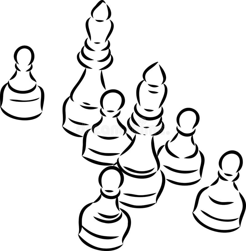 Pawn - chess piece isolated on white background. Hand drawn sketch