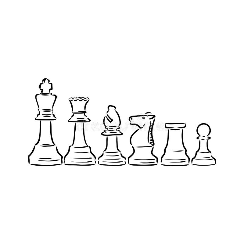 Premium Vector  Chess pieces king and queen drawn in sketch style