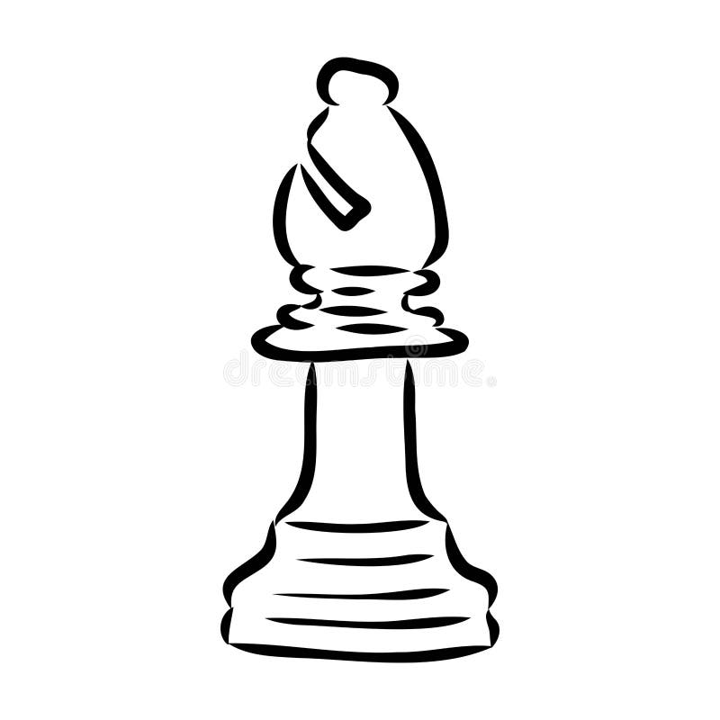 Hand-drawn Sketch Of Bishop Chess Piece. Chess Pieces. Chess