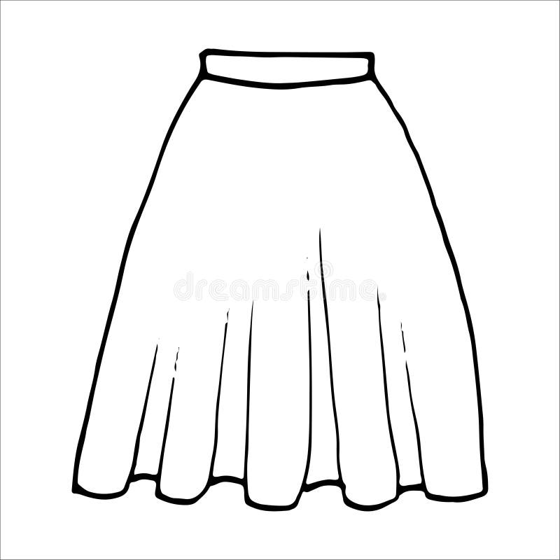 Hand Drawn Sketch Skirt with Waves. Simple Vector Isolated Outline ...