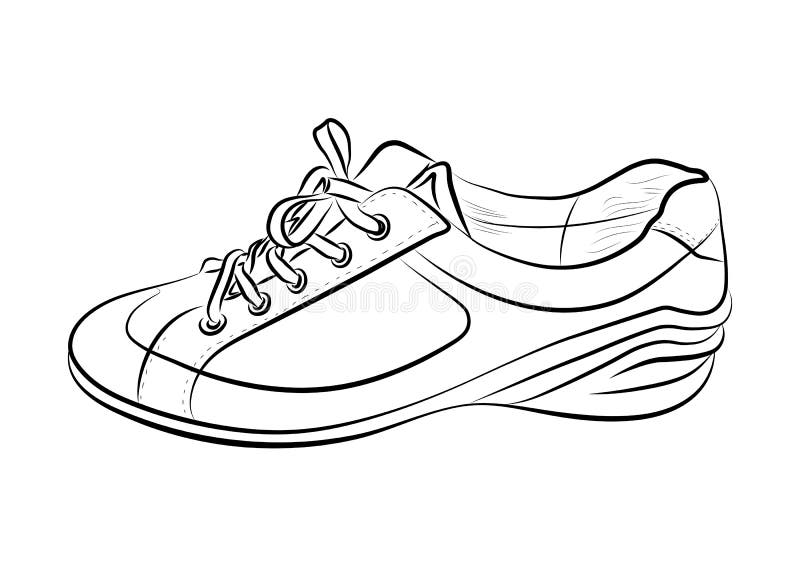 Hand Drawn Sketch of Sport Shoes, Sneakers for Summer. Vector Stock ...