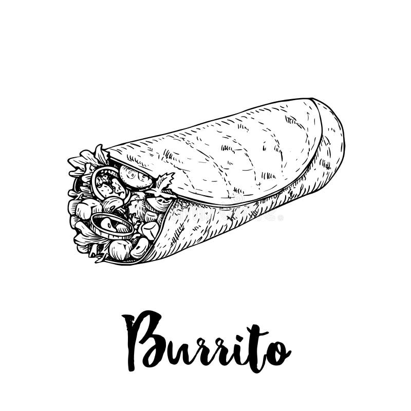 burrito clipart black and white