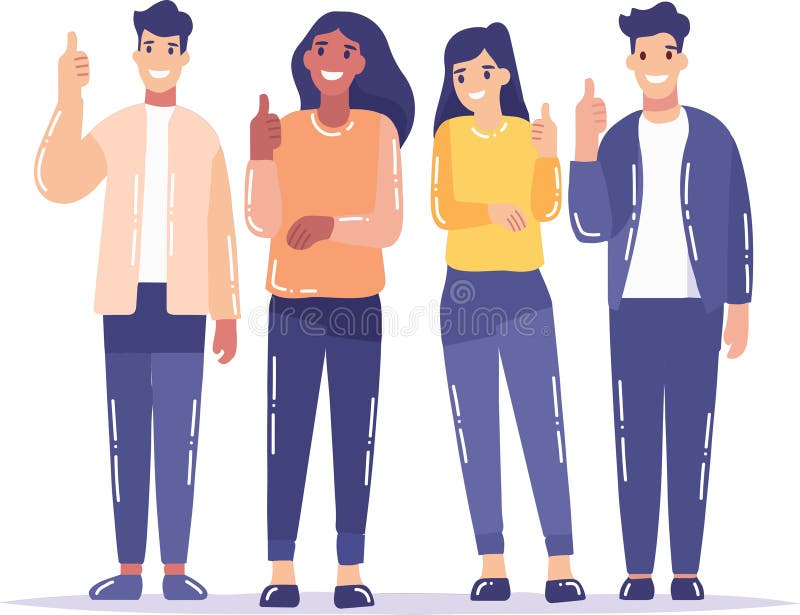 Hand Drawn character posing in flat style stock illustration