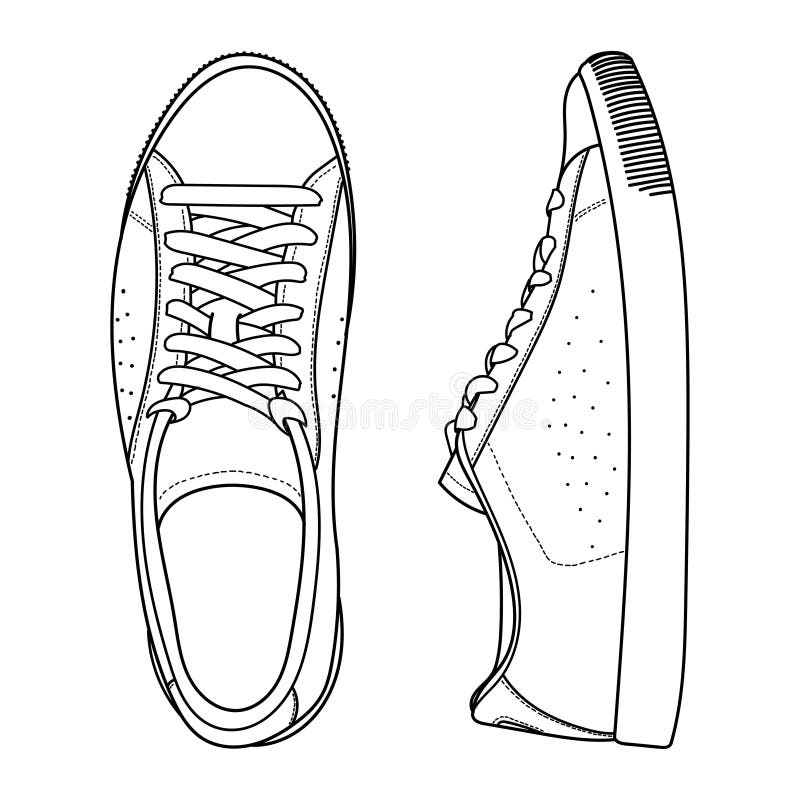 Hand Drawn Sneakers, Gym Shoes. Classic Vintage Style Stock ...