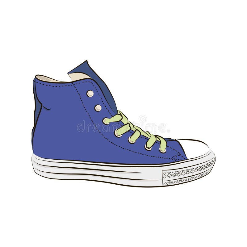 Hand Drawn Sneakers, Gym Shoes. Vector Illustration Stock Vector ...