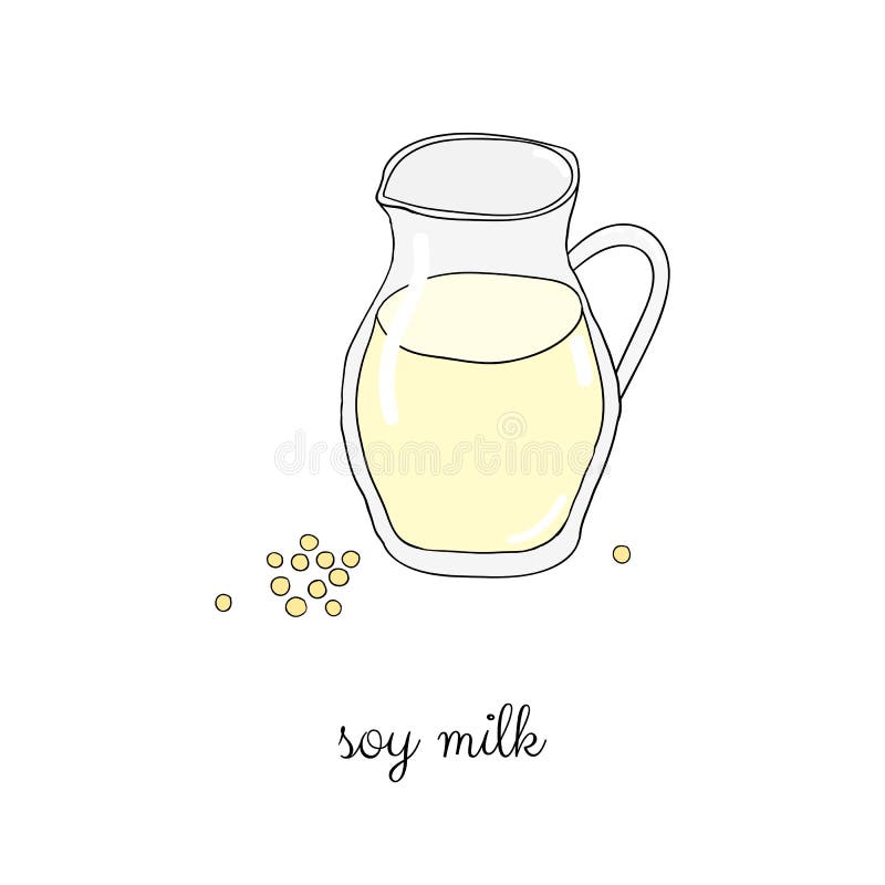 Hand drawn soy milk. stock vector. Illustration of protein 228795843