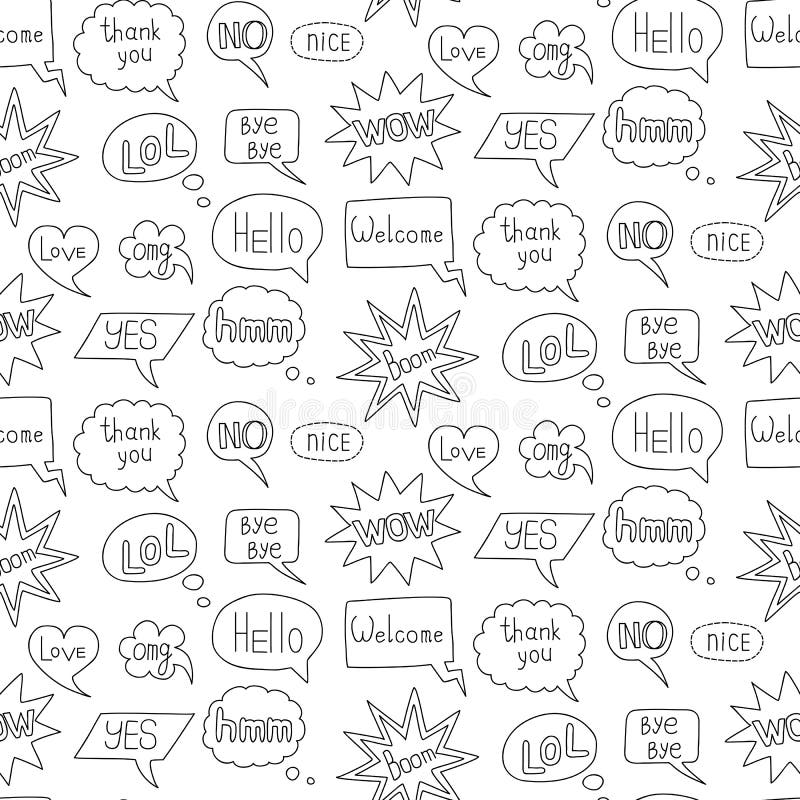 Speech Bubble Doodle Seamless Pattern Stock Vector Illustration Of Background Drawn Speech Bubble Doodle Seamless Pattern Stock Vector Illustration Of Background Drawn