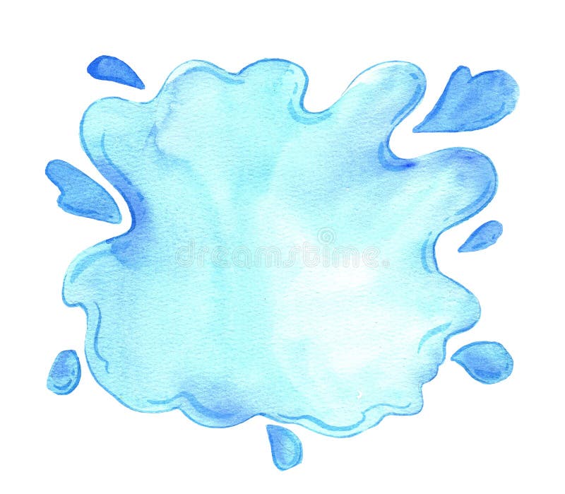 Hand-drawn Splashing Water Watercolor stock illustration
