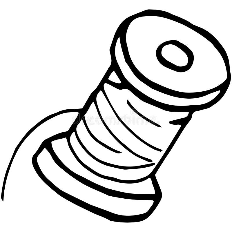 Hand drawn spool of thread stock vector. Illustration of white - 238563343
