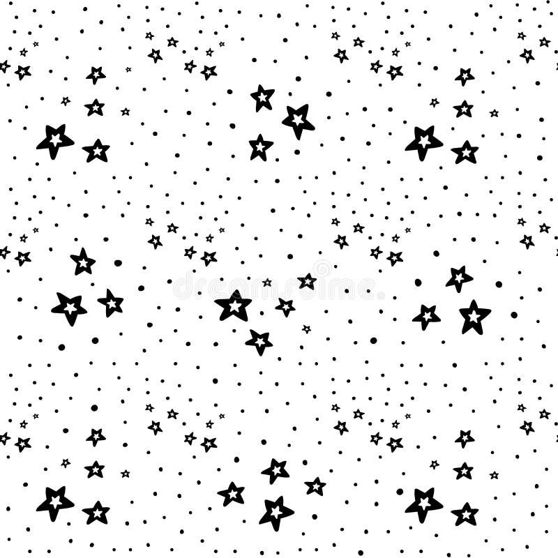 Seamless Pattern with Black Stars on a White Background. Starry Vector  Illustration Stock Illustration - Illustration of decoration, repeat:  197603528