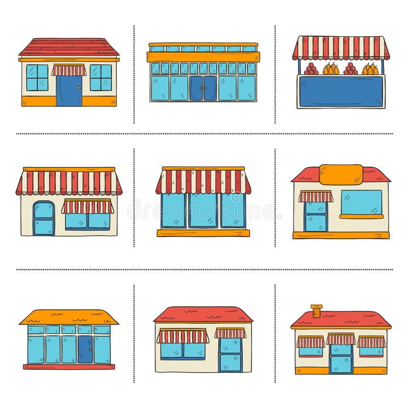 Hand drawn store icons royalty free illustration