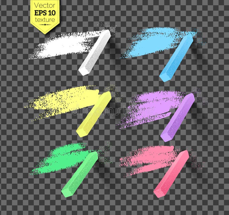 Chalk Vector.Collection Of Chalks Vector Isolated On White Background