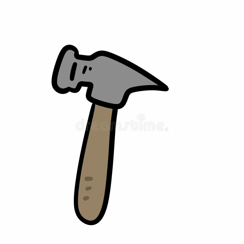 Hand drawn style cartoon hammer royalty free illustration