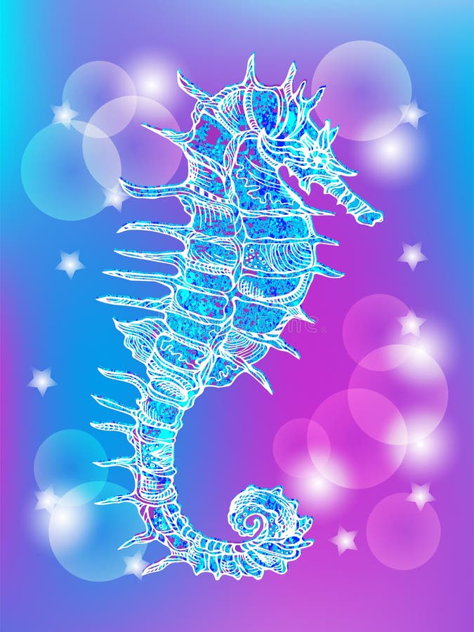 Vector Tribal Seahorse Illustration Stock Vector - Illustration of
