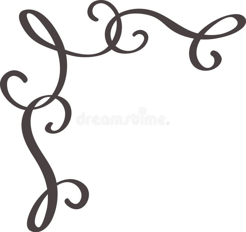 Hand drawn swirling lines create an elegant and decorative corner flourish, adding a touch of sophistication and style vector illustration