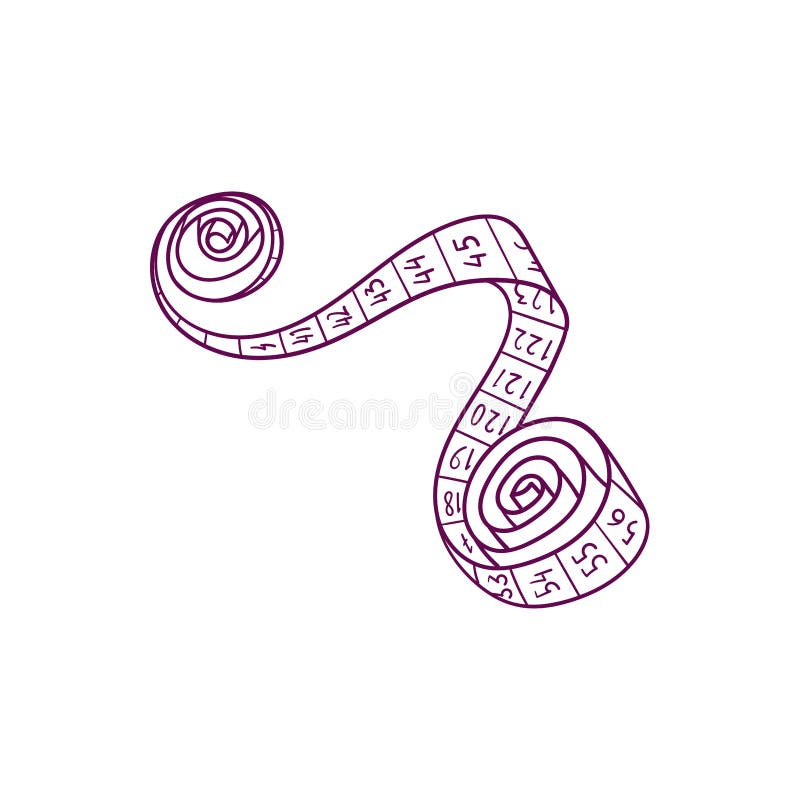 Pink Measuring Tape Vector Isolated On White Background. Spiral