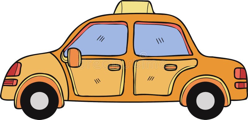 Hand Drawn taxi illustration in doodle style stock illustration
