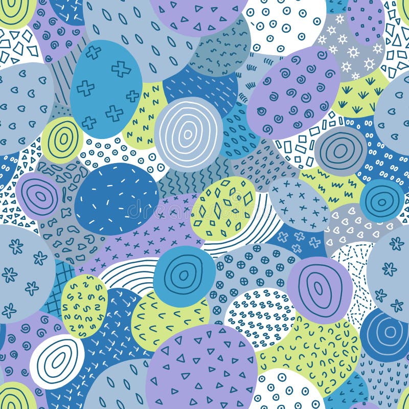 Hand drawn textured summer spot seamless pattern.