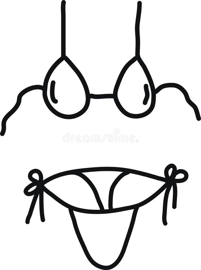 Hand-drawn Thong and Bra Isolated on a White Background. Women`s ...