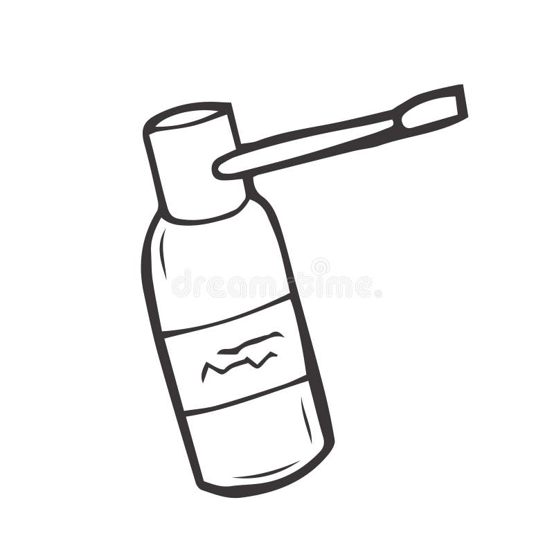 Hand drawn throat spray. Remedy for the treatment of infection in the nasopharynx royalty free illustration