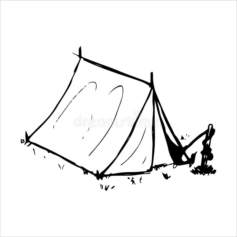 Tent sketch cute old temporal nylon bivvy Vector Image