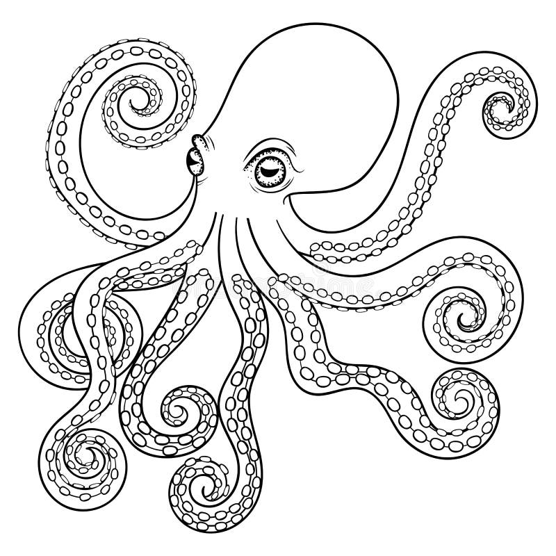 Download Hand Drawn Tribal Octopus, Animal Totem For Adult Coloring ...