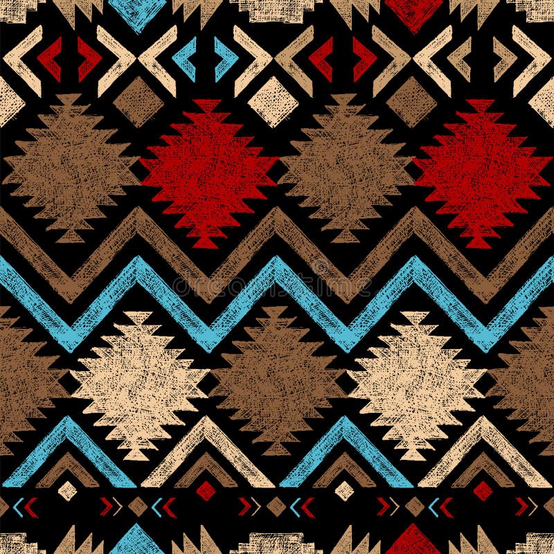 Hand drawn tribal seamless pattern